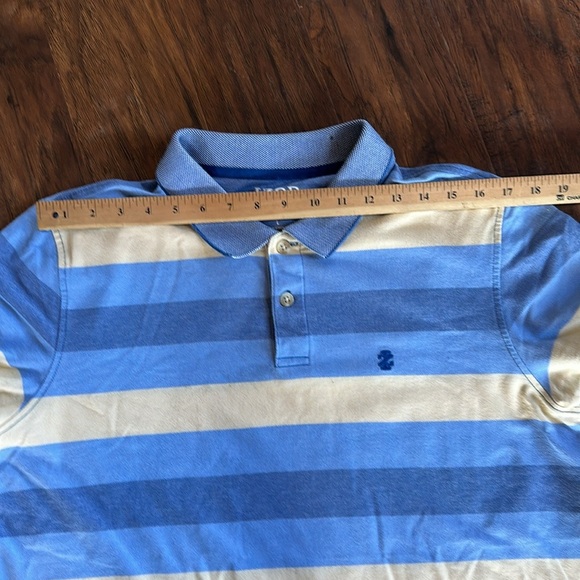 IZOD Advantage Blue and Yellow Striped Polo Shirt - Picture 4 of 8